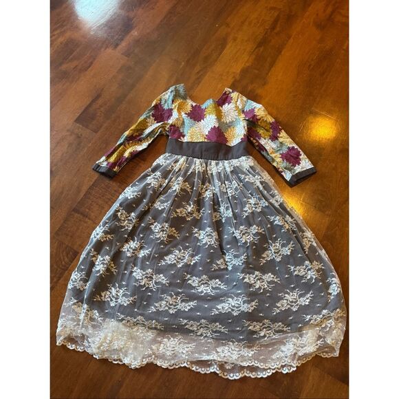Girls size 6/7 homemade fall/Thanksgiving dress with lace - Picture 1 of 5